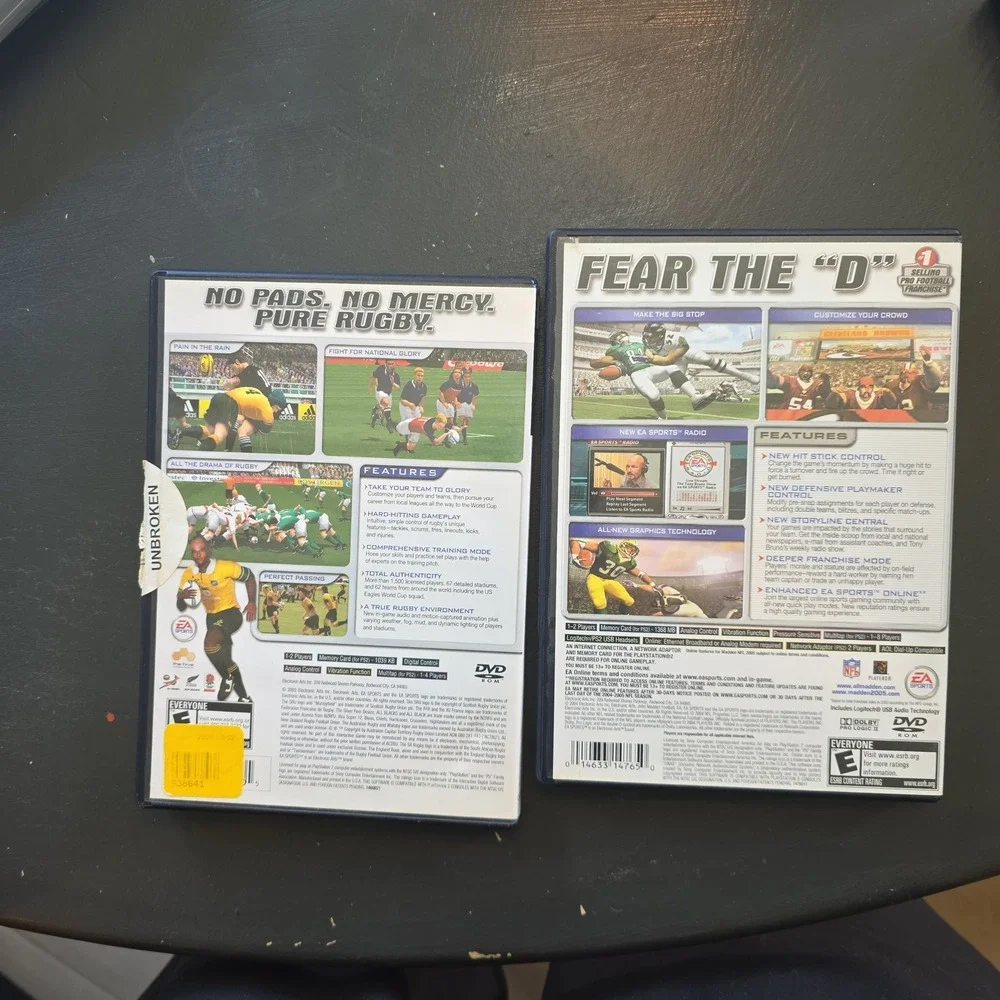 EA Sports‎ PS2 Bundle Madden NFL 2005 and Rugby 2004 Sony PlayStation 2 CIB